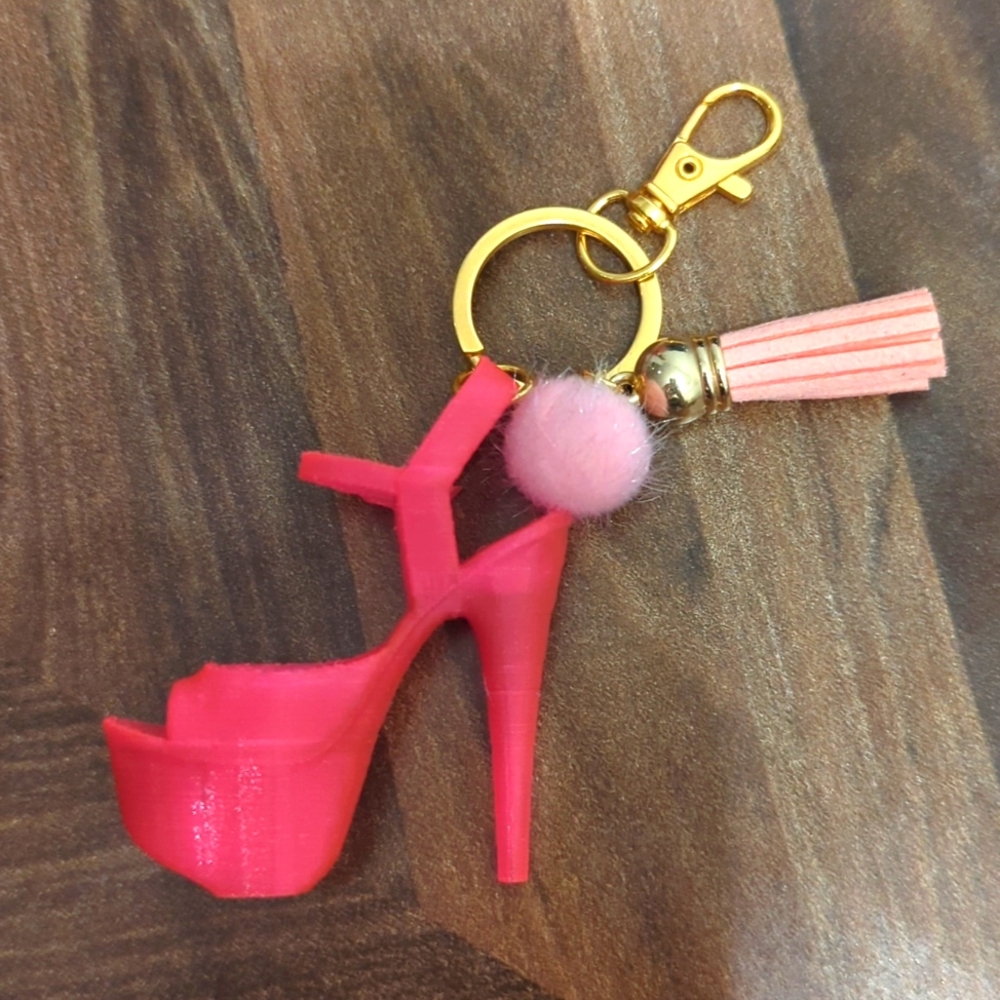 Mini Platform High Heel Neon Pink Pole Dance Pleaser Sandal Keychain Bag Acc…